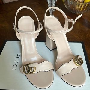 Gucci Leather Mid-heel Sandals Size 38.5